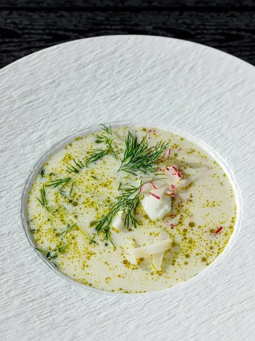 Окрошка с говяжьим языком на мацони